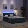 Gulta Ar Led Sloksnes Lukturiem Tumši Zils 140 X 200 Cm Samts Vidaxl