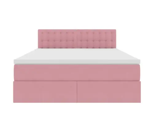 Led-Valgusega Hoiuvoodi Madratsiga Roosa 140 X 200 Cm Samet