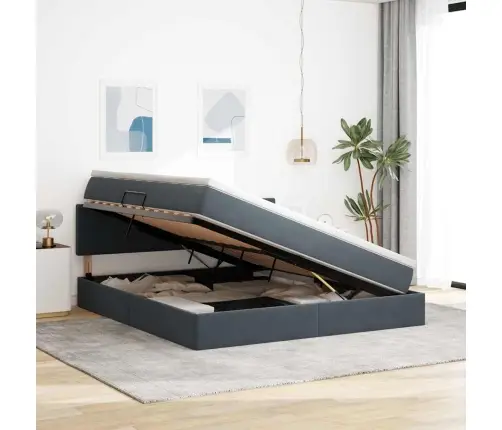 Led-Valgusega Hoiuvoodi Madratsiga Tumehall 180 X 200 Cm Samet