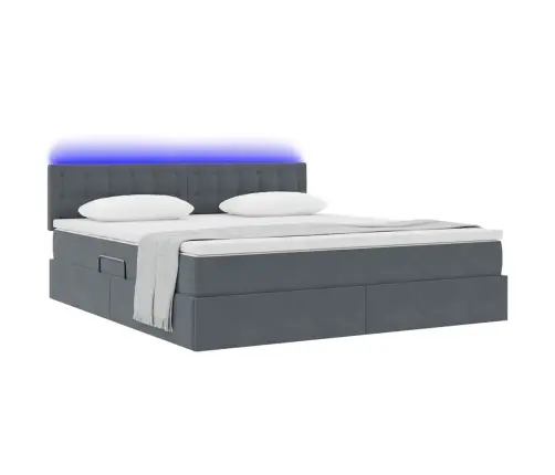 Led-Valgusega Hoiuvoodi Madratsiga Tumehall 180 X 200 Cm Samet