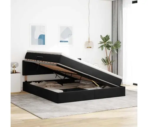 Gulta Ar Led Sloksnes Lukturiem Melna 180 X 200 Cm Samts Vidaxl