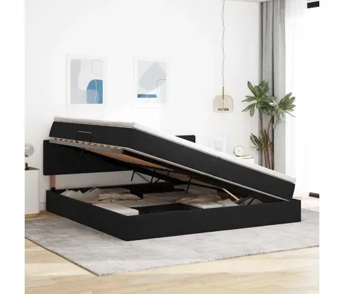 Gulta Ar Led Sloksnes Lukturiem Melna 200 X 200 Cm Samts Vidaxl