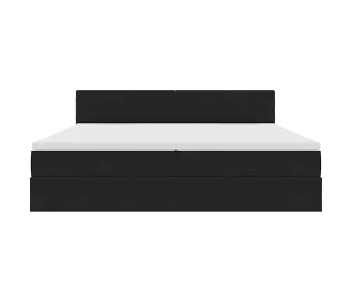 Gulta Ar Led Sloksnes Lukturiem Melna 200 X 200 Cm Samts Vidaxl