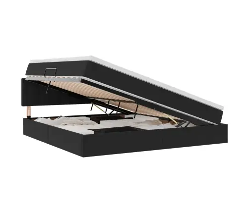 Gulta Ar Led Sloksnes Lukturiem Melna 200 X 200 Cm Samts Vidaxl