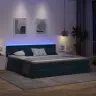 Gulta Ar Led Sloksnes Lukturiem Tumši Zils 200 X 200 Cm Samts Vidaxl