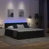 Lova Su Led Juostelių Žibintais Juoda 180 X 200 Cm Audinys