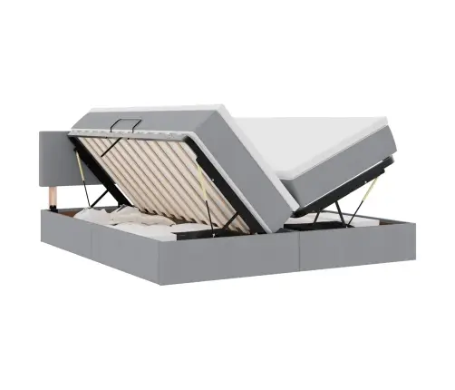 Lova Su Galvūgalio Šviesiai Pilka 200 X 200 Cm Audinys