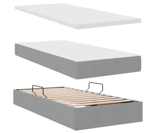 Gulta Ar Galvas Klāju Gaiši Pelēks 200 X 200 Cm Audums Vidaxl