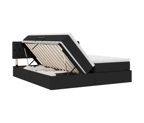 Gulta Ar Led Sloksnes Lukturiem Melna 180 X 200 Cm Audums Vidaxl