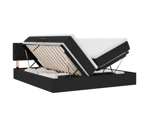 Gulta Ar Led Sloksnes Lukturiem Melna 180 X 200 Cm Audums Vidaxl