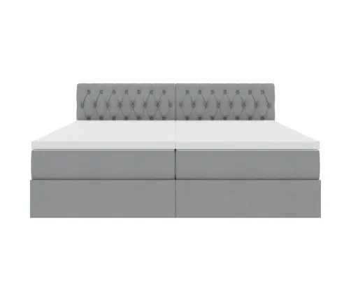 Gulta Ar Galvas Klāju Gaiši Pelēks 200 X 200 Cm Audums Vidaxl