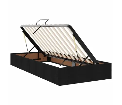 Voodi Led -Ribatuledega Peaga Must 180 X 200 Cm Kangas
