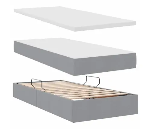 Gulta Ar Galvas Klāju Gaiši Pelēks 200 X 200 Cm Audums Vidaxl