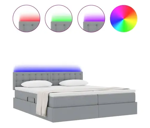 Gulta Ar Galvas Klāju Gaiši Pelēks 200 X 200 Cm Audums Vidaxl