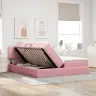 Lova Su Led Juostelių Žibintais Rožinė 180 X 200 Cm Aksomas