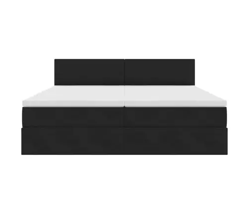 Gulta Ar Led Sloksnes Lukturiem Melna 200 X 200 Cm Samts Vidaxl