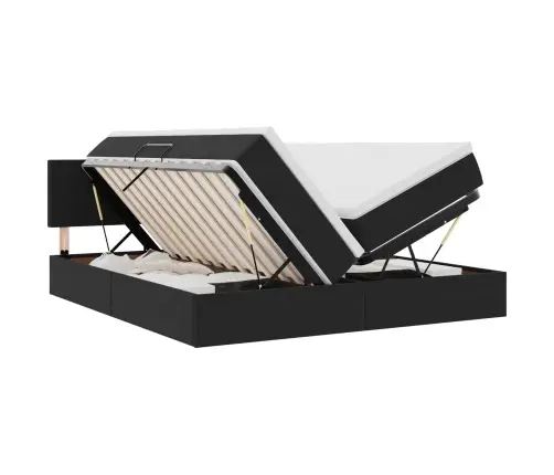 Gulta Ar Led Sloksnes Lukturiem Melna 200 X 200 Cm Samts Vidaxl
