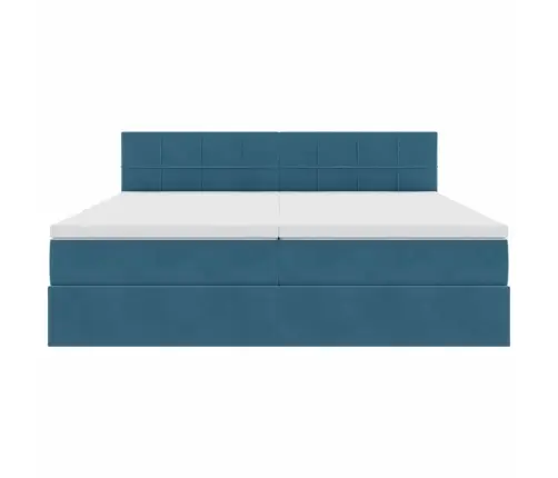 Gulta Ar Led Sloksnes Lukturiem Tumši Zils 180 X 200 Cm Samts Vidaxl