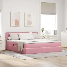 Led Uzglabāšanas Gulta Ar Matraci Rozā 180 X 200 Cm Samts Vidaxl Led Uzglabāšanas Gulta Ar Matraci Rozā 180 X 200 Cm Samts Vidaxl