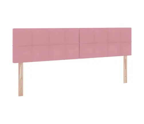 Gulta Ar Led Sloksnes Lukturiem Rozā 180 X 200 Cm Samts Vidaxl