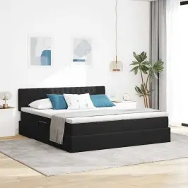 Lova Su Led Juostelių Žibintais Juoda 200 X 200 Cm Aksomas Lova Su Led Juostelių Žibintais Juoda 200 X 200 Cm Aksomas