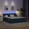 Voodi Led -Ribatuledega Peaga Tumesinine 200 X 200 Cm Samet