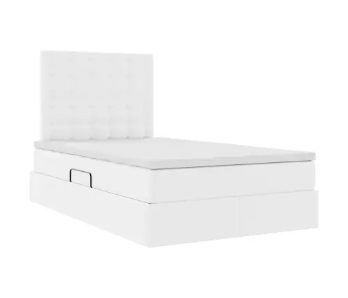 Laos Voodi Madratsiga Peaga Puhas Valge 120 X 200 Cm Kunstnahk