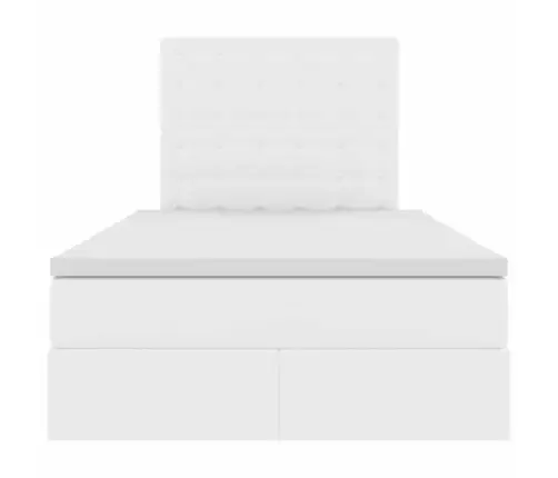 Laos Voodi Madratsiga Peaga Puhas Valge 120 X 200 Cm Kunstnahk