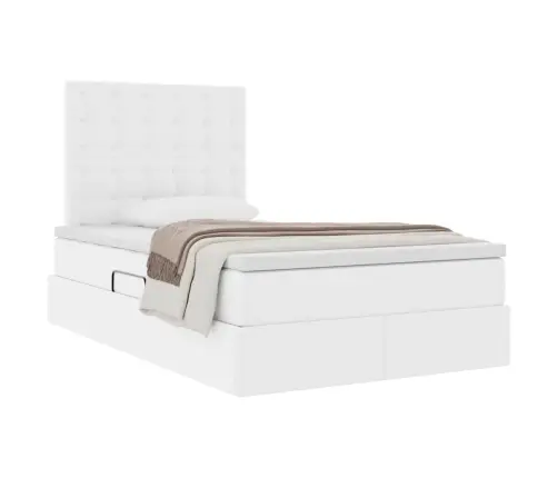 Laos Voodi Madratsiga Peaga Puhas Valge 120 X 200 Cm Kunstnahk