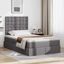 Glabāšanas Gulta Ar Matraci Pelēka 120 X 200 Cm Mākslīgā Āda Vidaxl