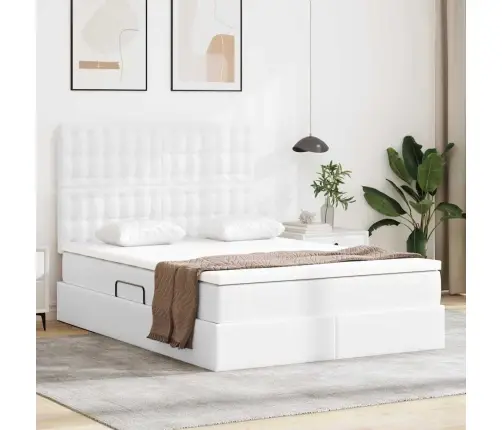 Glabāšanas Gulta Tīra Balta 140 X 190 Cm Mākslīgā Āda Vidaxl