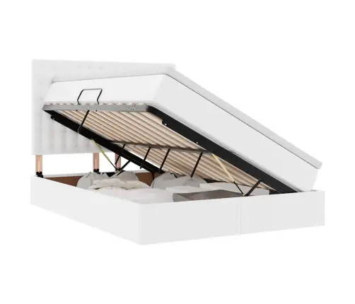 Glabāšanas Gulta Tīra Balta 140 X 190 Cm Mākslīgā Āda Vidaxl