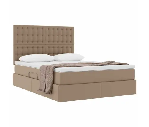 Glabāšanas Gulta Ar Matraci Kafija 140 X 190 Cm Mākslīgā Āda Vidaxl