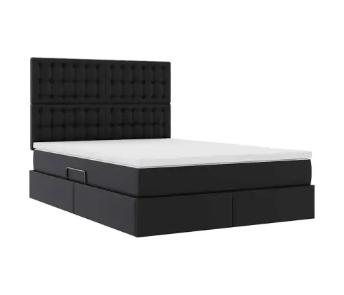 Saugos Lova Su Čiužiniu Juoda 140 X 200 Cm Dirbtinė Oda