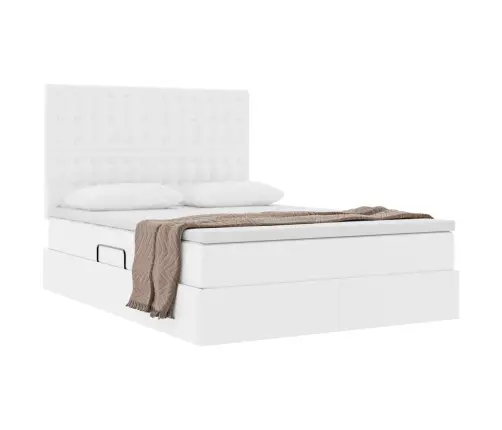 Glabāšanas Gulta Tīra Balta 140 X 200 Cm Mākslīgā Āda Vidaxl