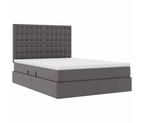 Glabāšanas Gulta Ar Matraci Pelēka 140 X 200 Cm Mākslīgā Āda Vidaxl