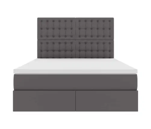Glabāšanas Gulta Ar Matraci Pelēka 140 X 200 Cm Mākslīgā Āda Vidaxl