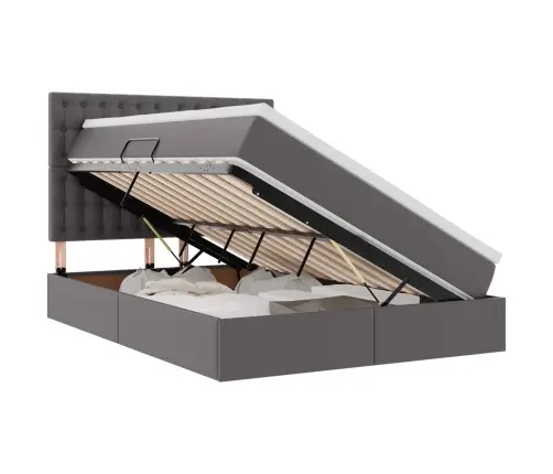 Glabāšanas Gulta Ar Matraci Pelēka 140 X 200 Cm Mākslīgā Āda Vidaxl