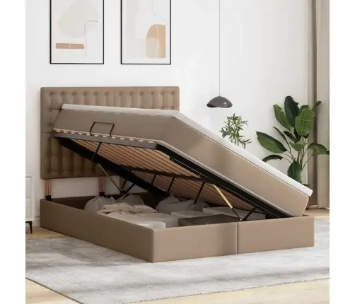 Glabāšanas Gulta Ar Matraci Kafija 140 X 200 Cm Mākslīgā Āda Vidaxl