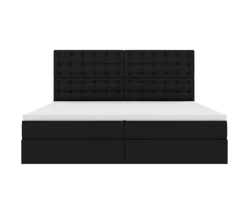 Laos Voodi Madratsiga Peaga Must 200 X 200 Cm Kunstnahk