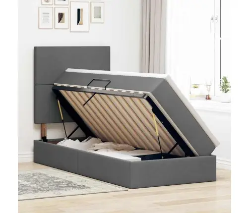 Gulta Ar Uzglabāšanas Vietu Un Matraci Tumši Pelēks 90 X 190 Cm Vidaxl