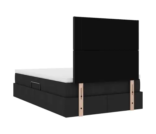 Saugos Lova Su Čiužiniu Juoda 120 X 190 Cm Dirbtinė Oda