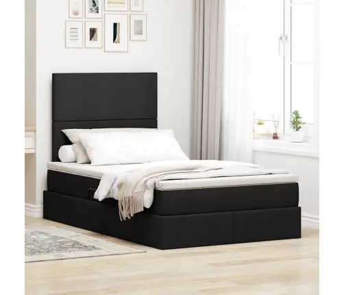 Glabāšanas Gulta Ar Matraci Melna 120 X 200 Cm Mākslīgā Āda Vidaxl