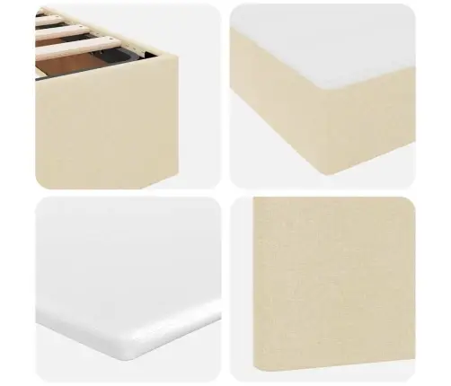 Laos Voodi Madratsiga Peaga Kreem 120 X 200 Cm Kunstnahk