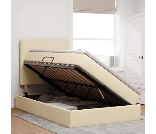 Laos Voodi Madratsiga Peaga Kreem 120 X 200 Cm Kunstnahk