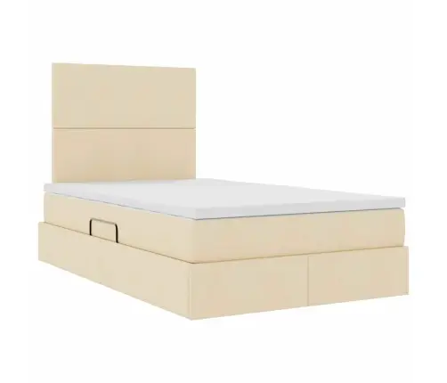 Laos Voodi Madratsiga Peaga Kreem 120 X 200 Cm Kunstnahk