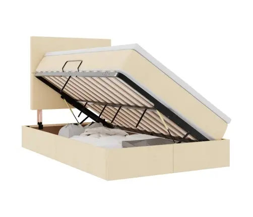 Laos Voodi Madratsiga Peaga Kreem 120 X 200 Cm Kunstnahk