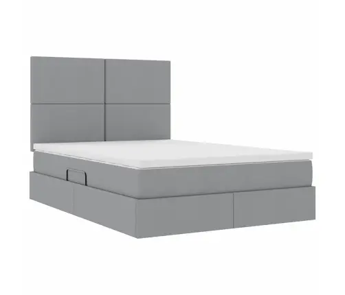 Laos Voodi Madratsiga Peaga Helehall 140 X 190 Cm Kunstnahk