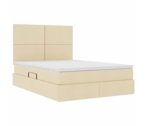 Glabāšanas Gulta Ar Matraci Krēms 140 X 200 Cm Mākslīgā Āda Vidaxl