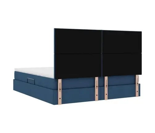 Glabāšanas Gulta Ar Matraci Zila 160 X 200 Cm Mākslīgā Āda Vidaxl